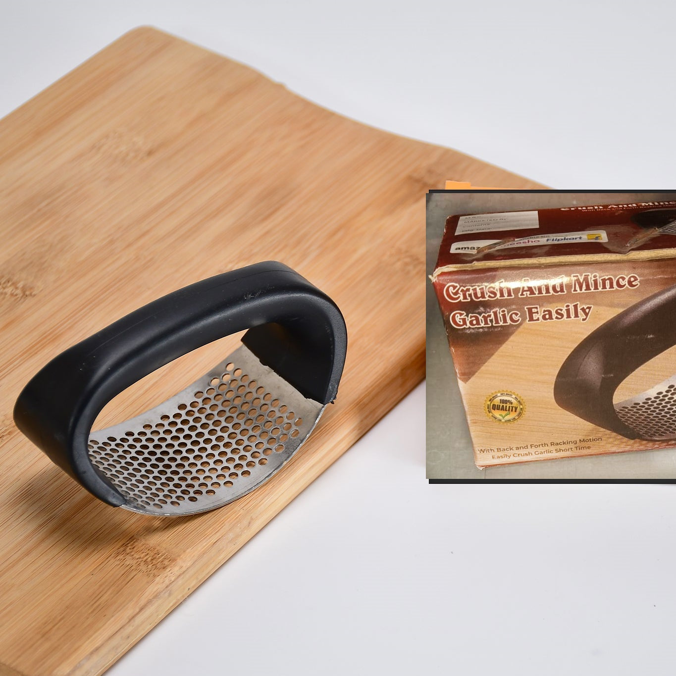 2281 Stainless Steel Garlic Presser Crusher (Multicolor)